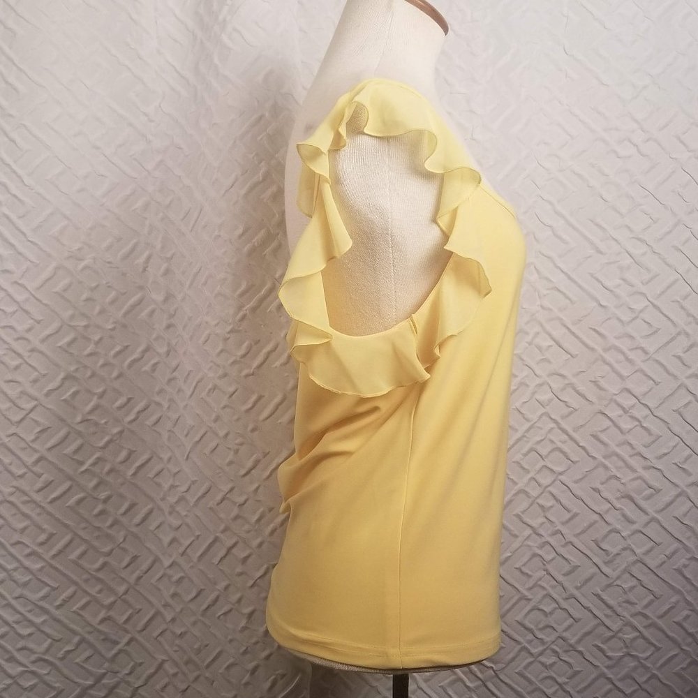 Joseph Ribkoff NWT Yellow Ruffled Sleeveless Top - Picture 3 of 7